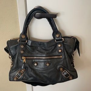 Balenciaga  agneau motorcycle rose gold hardware